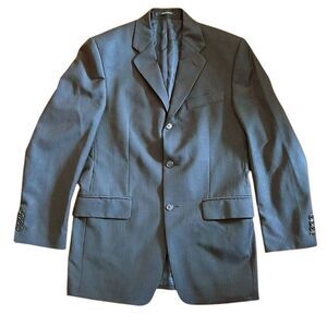 Calvin Klein Black Pinstripe 100% Wool Sport Coat Blazer Evening‎